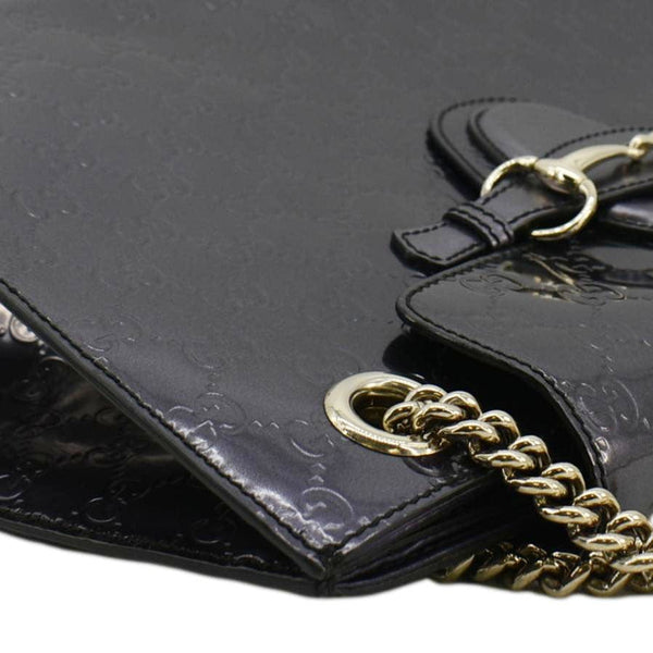 GUCCI Emily Large Guccissima Patent Leather Shoulder Bag Dark Violet 295403