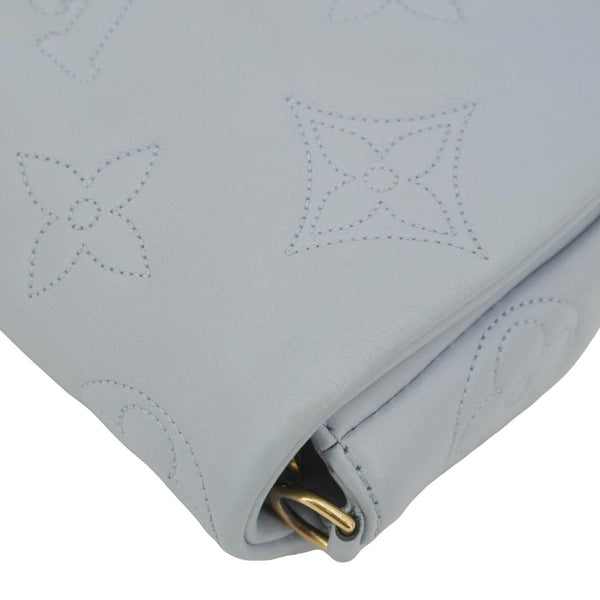 LOUIS VUITTON Calfskin Bubblegram Leather Wallet on Strap Bag Light Blue