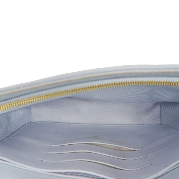 LOUIS VUITTON Calfskin Bubblegram Leather Wallet on Strap Bag Light Blue