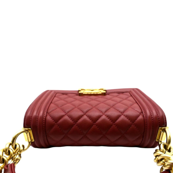 CHANEL Boy Small Quilted Leather Shoulder Bag Red