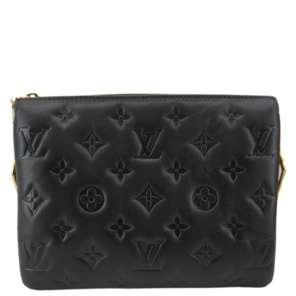 LOUIS VUITTON Coussin BB Monogram Embossed Leather Shoulder Bag Black