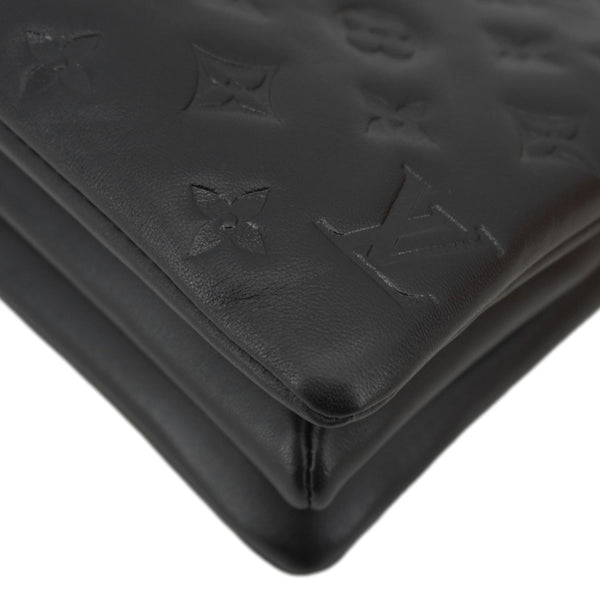 LOUIS VUITTON Coussin BB Monogram Embossed Leather Shoulder Bag Black