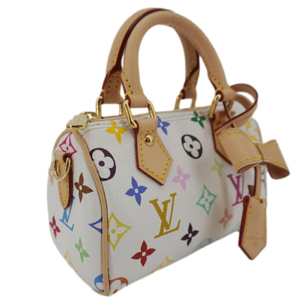 LOUIS VUITTON Nano Speedy Murakami Monogram Multicolor Canvas Shoulder Bag White