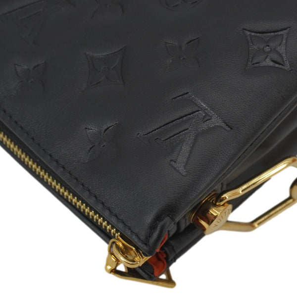 LOUIS VUITTON Coussin BB Monogram Embossed Leather Shoulder Bag Black