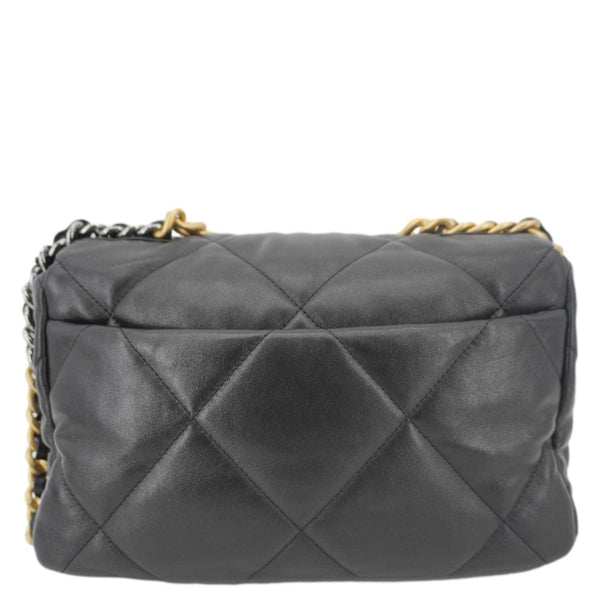 CHANEL 19 Flap Large Lambskin Leather Shoulder Bag Black