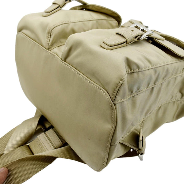 PRADA Double Front Pocket Re-Nylon Backpack Bag Beige