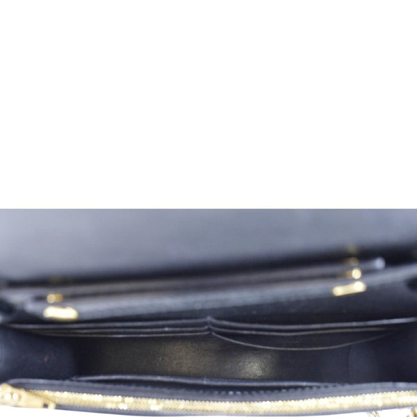 BALENCIAGA Hourglass Leather Chain Wallet Shoulder Bag Black