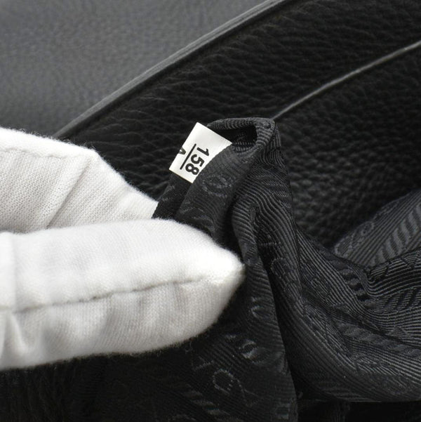 PRADA Vitello Daino Large Leather Tote Bag Black