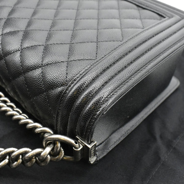 CHANEL Medium Boy Flap Caviar Quilted Leather Shoulder Bag Black