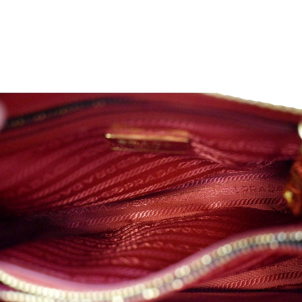 PRADA Promenade Small Saffiano Patent Leather Shoulder Bag Red