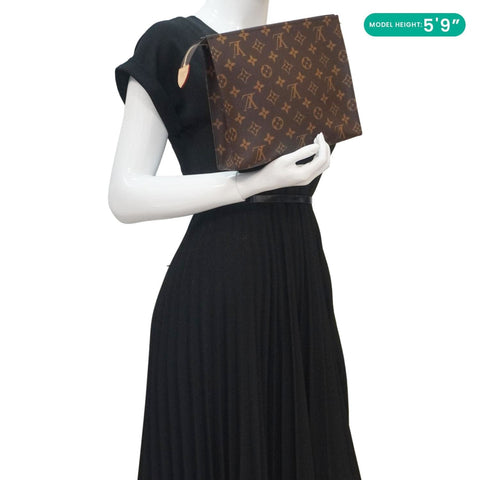 LOUIS VUITTON Poche Toilette NM Monogram Canvas Toiletry Pouch Brown