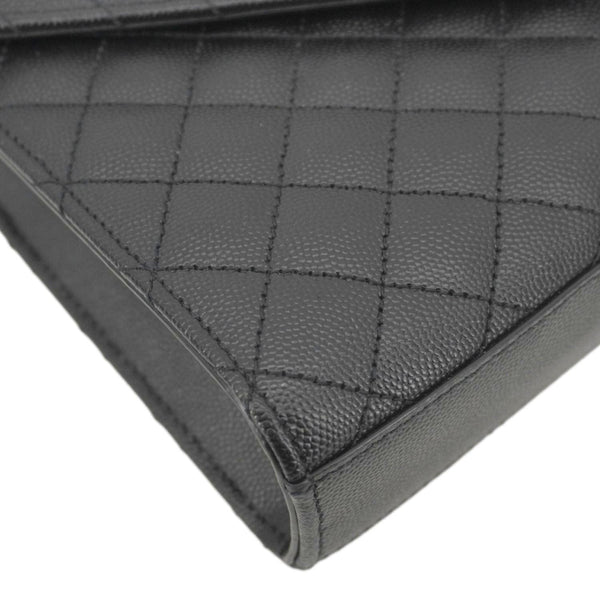 YVES SAINT LAURENT Envelope Medium Grain De Poudre Leather Shoulder Bag Black