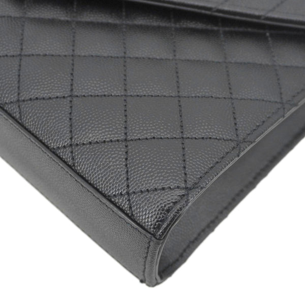 YVES SAINT LAURENT Envelope Medium Grain De Poudre Leather Shoulder Bag Black