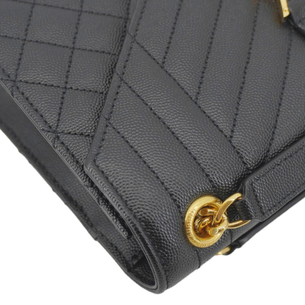 YVES SAINT LAURENT Envelope Medium Grain De Poudre Leather Shoulder Bag Black