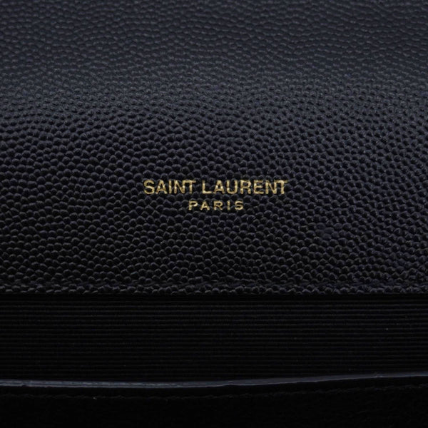 YVES SAINT LAURENT Envelope Medium Grain De Poudre Leather Shoulder Bag Black
