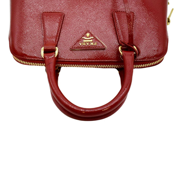 PRADA Promenade Small Saffiano Patent Leather Shoulder Bag Red