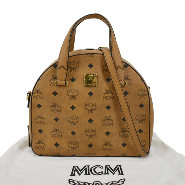 MCM Half Moon Medium Visetos Canvas Tote Bag Cognac