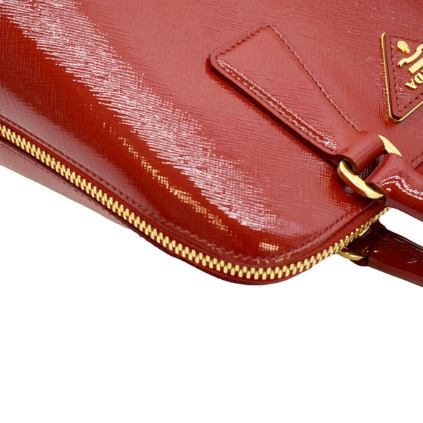 PRADA Promenade Small Saffiano Patent Leather Shoulder Bag Red