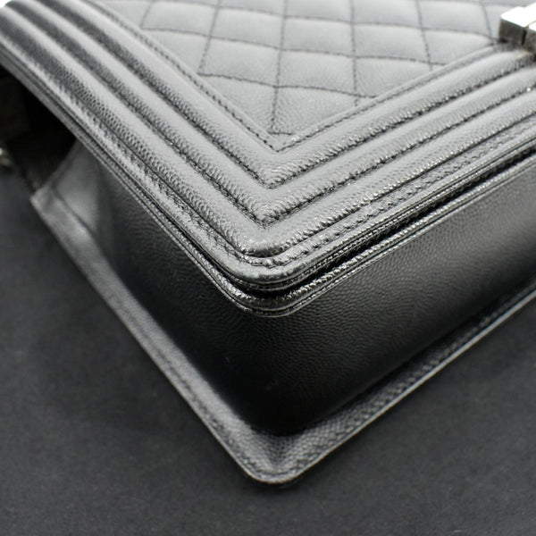 CHANEL Medium Boy Flap Caviar Quilted Leather Shoulder Bag Black