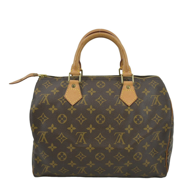 LOUIS VUITTON Speedy 30 Monogram Canvas Satchel Bag Brown