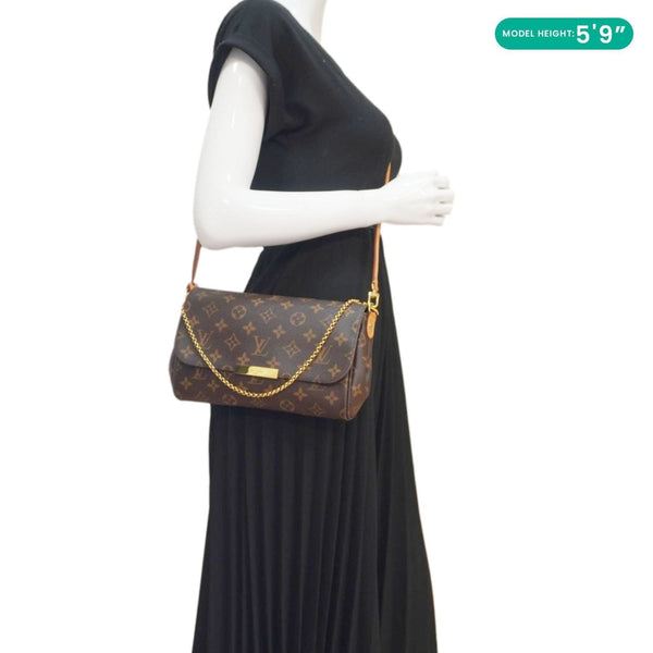 LOUIS VUITTON Favorite MM Monogram Canvas Shoulder Bag Brown