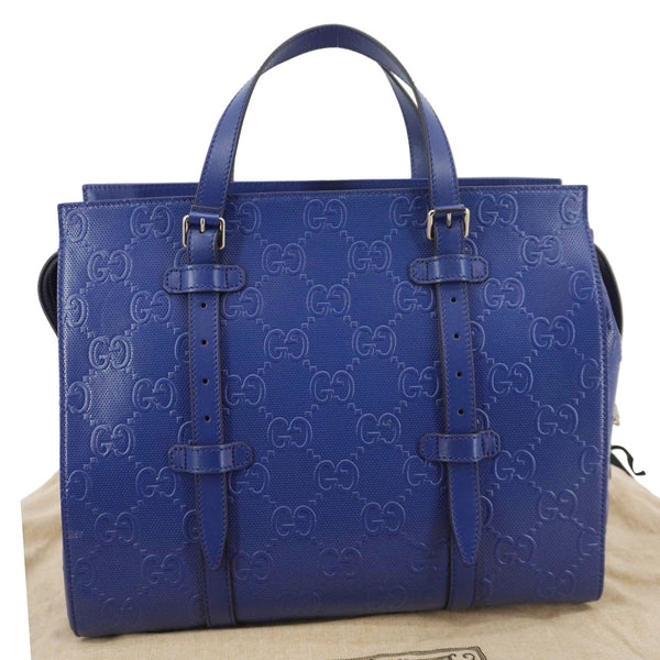 GUCCI Autre Marque GG Embossed Leather Tote Bag Blue 625774