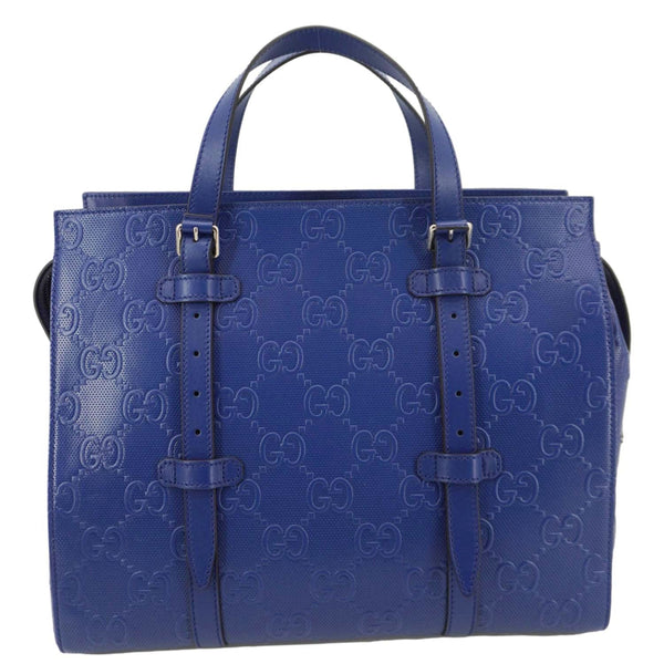 GUCCI Autre Marque GG Embossed Leather Tote Bag Blue 625774