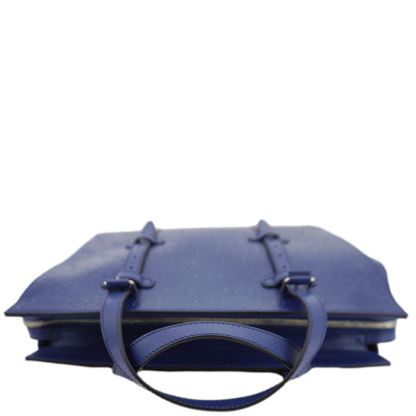 GUCCI Autre Marque GG Embossed Leather Tote Bag Blue 625774