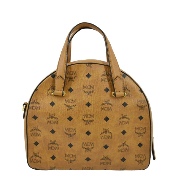 MCM Half Moon Medium Visetos Canvas Tote Bag Cognac