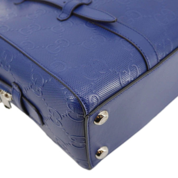 GUCCI Autre Marque GG Embossed Leather Tote Bag Blue 625774