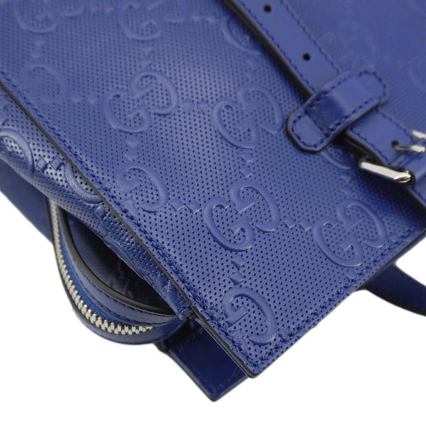 GUCCI Autre Marque GG Embossed Leather Tote Bag Blue 625774