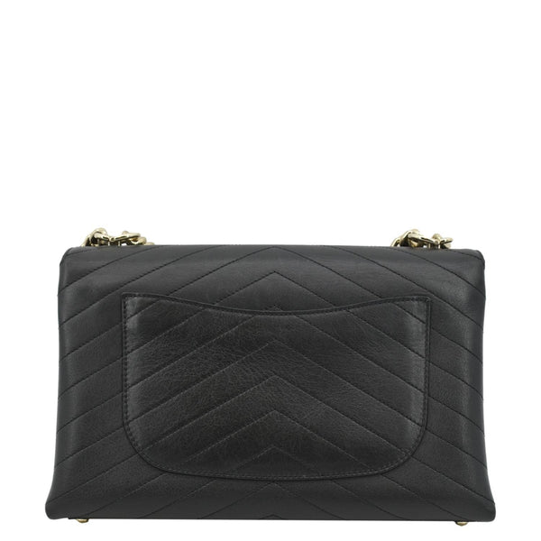 CHANEL Coco Flap Chevron Stitched Leather Shoulder Bag Black