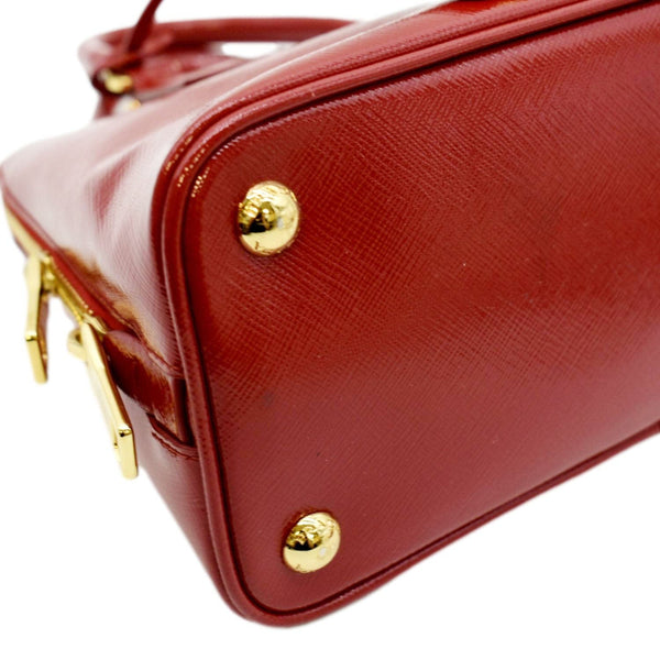 PRADA Promenade Small Saffiano Patent Leather Shoulder Bag Red