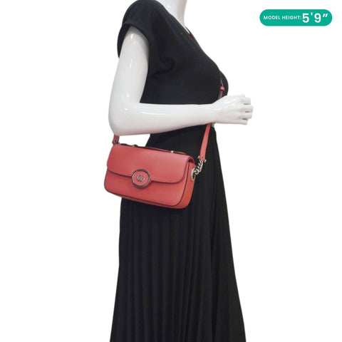 GUCCI Petite GG Mini Leather Chain Shoulder Bag Pink 739722