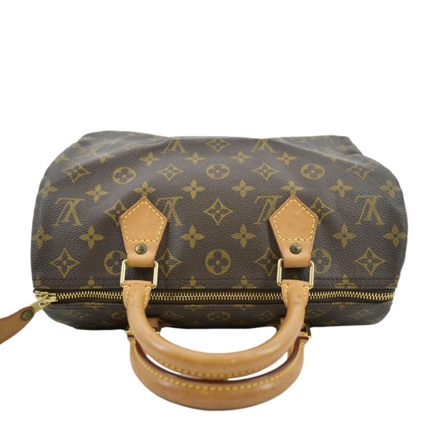 LOUIS VUITTON Speedy 30 Monogram Canvas Satchel Bag Brown