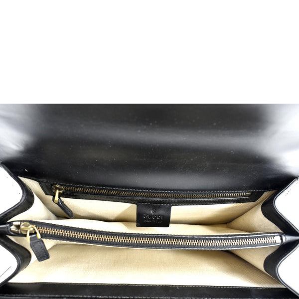 GUCCI Knight Malaga Kid Heart Medium Leather Crossbody Bag Black 431777