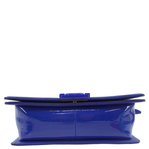 CHANEL Boy Flap Medium Plexiglass Patent Leather Crossbody Bag Blue