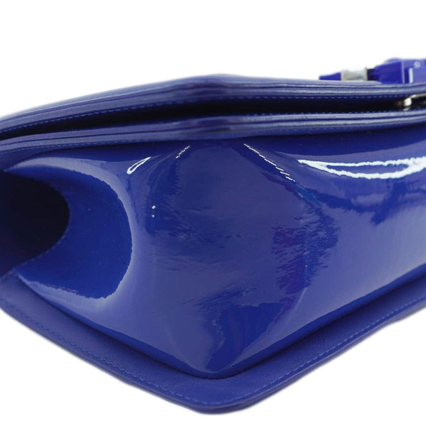 CHANEL Boy Flap Medium Plexiglass Patent Leather Crossbody Bag Blue