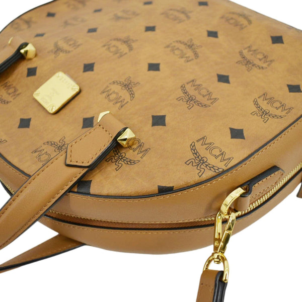 MCM Half Moon Medium Visetos Canvas Tote Bag Cognac