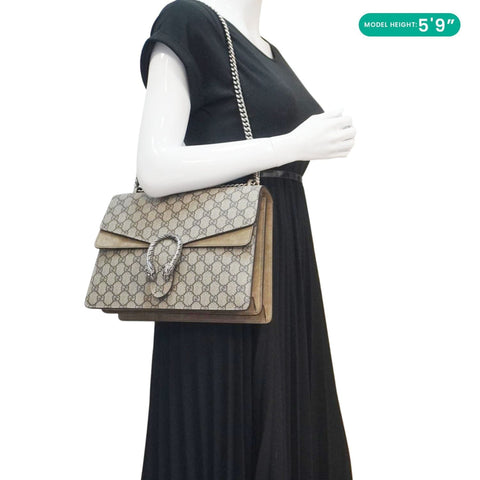 GUCCI Dionysus Medium GG Supreme Monogram Shoulder Bag Beige 403348
