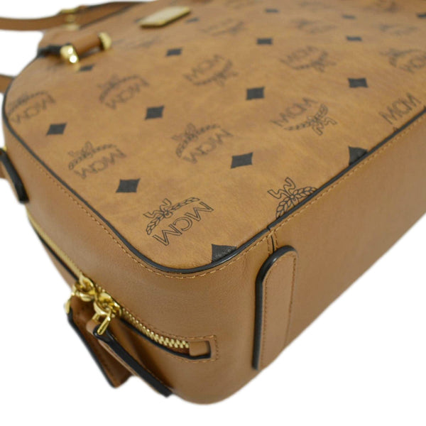 MCM Half Moon Medium Visetos Canvas Tote Bag Cognac