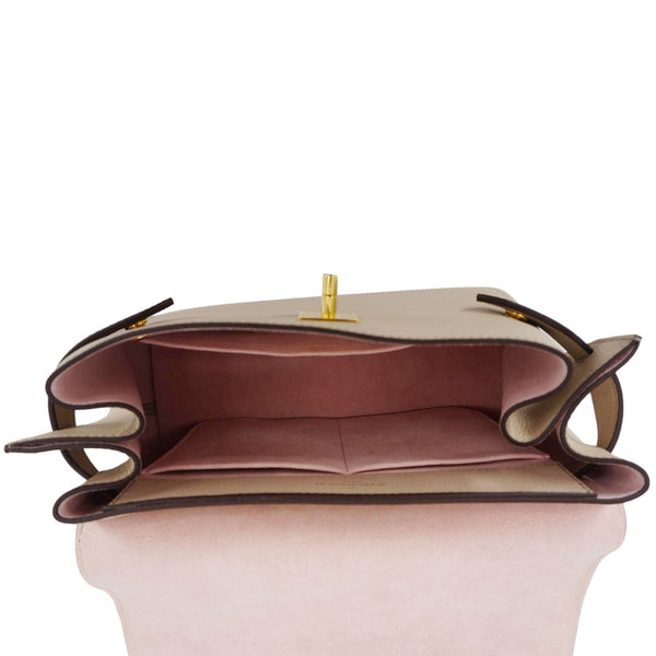 LOUIS VUITTON Lockme Ever MM Leather Shoulder Bag Greige