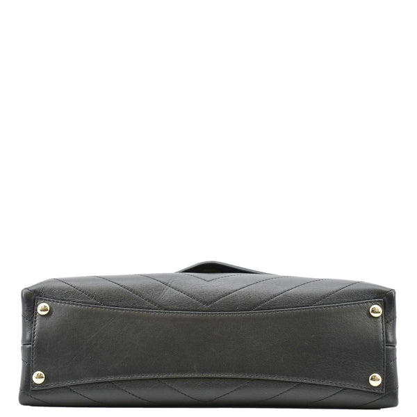 CHANEL Coco Flap Chevron Stitched Leather Shoulder Bag Black