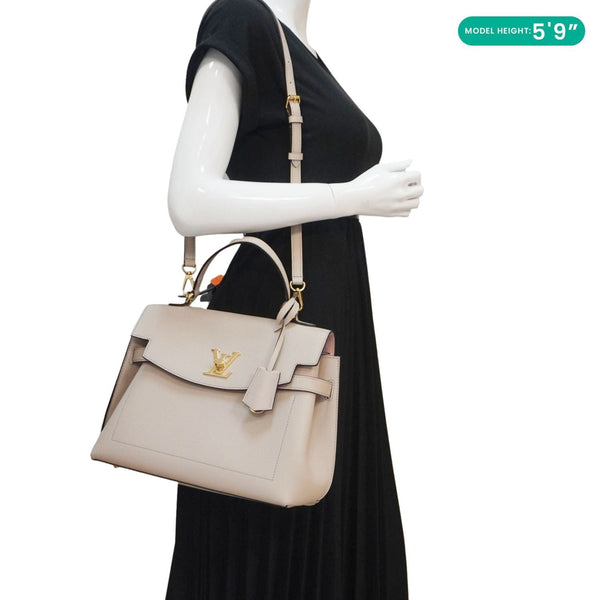 LOUIS VUITTON Lockme Ever MM Leather Shoulder Bag Greige