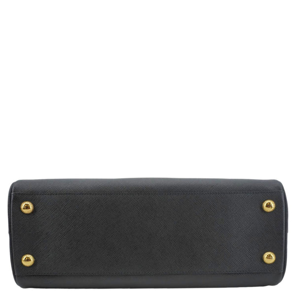 PRADA Frame Saffiano Leather Top Handle Bag Black