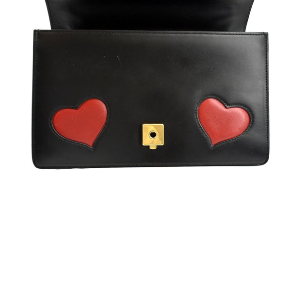 GUCCI Knight Malaga Kid Heart Medium Leather Crossbody Bag Black 431777