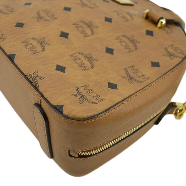 MCM Half Moon Medium Visetos Canvas Tote Bag Cognac