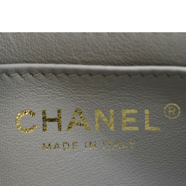 CHANEL CC Pearl Crush Mini Flap Quilted Lambskin Leather Shoulder Bag Light Grey