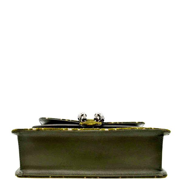 GUCCI Dionysus Small GG Velvet Shoulder Bag Olive 499623
