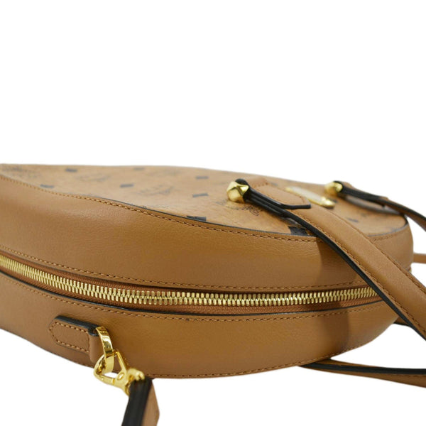 MCM Half Moon Medium Visetos Canvas Tote Bag Cognac